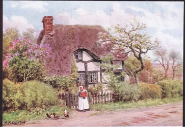 Fleurs de lilas et de pommier, Harvington, Worcester, tiré de The Cottages and the Village Life of Rural England, publié par Dent & Sons Limited, 1912