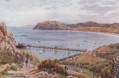 Little Orme  Happy Valley, Llandudno (lithographie couleur)