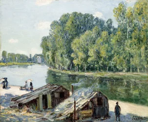 Cabanes le long du canal du Loing, effet de soleil, 1896