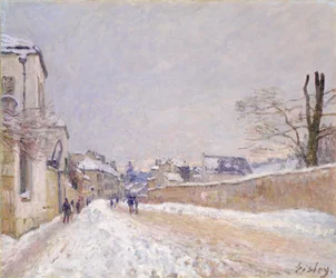 Rue Eugène Moussoir à Moret : hiver