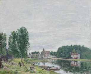 Le chantier naval Matrat, Moret-Sur-Loing, temps pluvieux, 1892