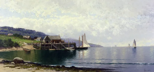 Le débarcadère, île Bailey, Maine, vers 1907 (huile sur toile)