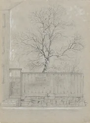 Panneau publicitaire et arbre