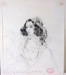 George Sand (1804-76) portant un foulard, 1833