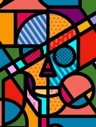 Crâne géométrique coloré