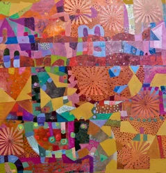 Patchwork géométrique aux couleurs vives