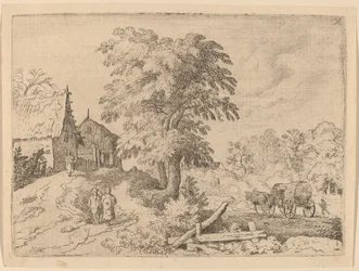 Chariot avec deux chevaux de trait