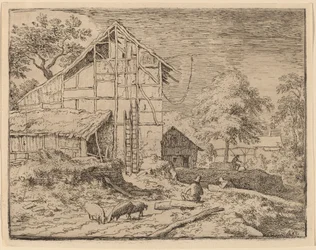 Cottage avec deux échelles