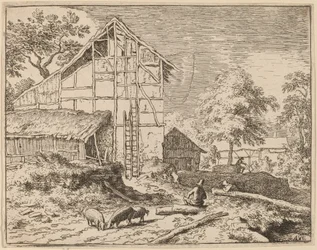 Cottage avec deux échelles