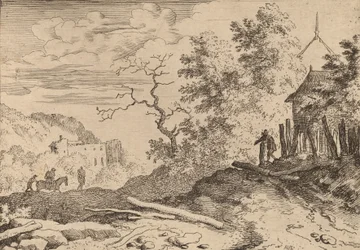 Cabane avec les restes d