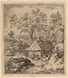 Paysage avec meule près d