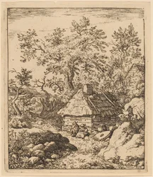 Paysage avec meule près d