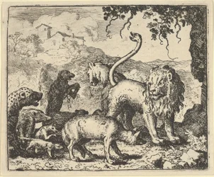 Renard est accusé par le loup et plusieurs animaux, 1650-75