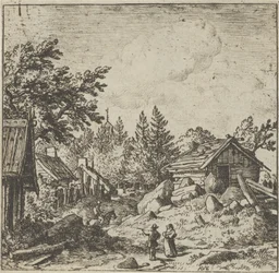 Le Hameau sur le terrain montagneux, 17e siècle