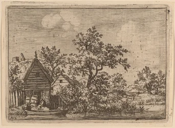 Deux tonneaux devant un cottage, probablement vers 1645-1656