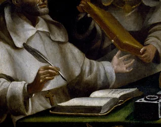 Les mains de Saint Albert écrivant (détail)