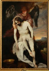 Le Christ mort soutenu par un ange (peinture sur toile)