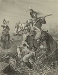 La cavalerie de Lee escarmouchant à la bataille de Guilford