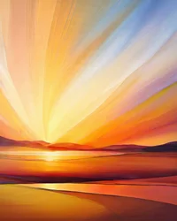 Paysage au lever du soleil rayonnant
