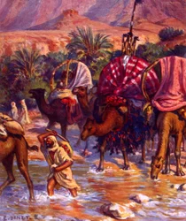 Groupe de nomades arabes dans le désert