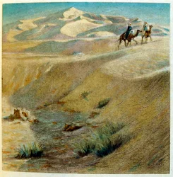 Illustration de Dinet tirée de "Mirages" Scènes de la vie arabe. 1906. Mirages, Scènes de la vie arabe a été illustré par Etienne Dinet et commenté par Silman Ben Ibrahim Bamer. Nasreddine Dinet est né sous le nom d