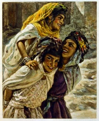 Illustration de Dinet tirée de "Mirages" Scènes de la vie arabe. 1906. Mirages, Scènes de la vie arabe a été illustré par Etienne Dinet et commenté par Silman Ben Ibrahim Bamer. Nasreddine Dinet est né sous le nom d