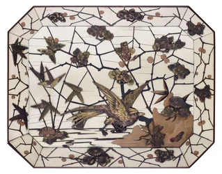 Plat, marqueterie par Ferdinand Duvinage, vers 1880