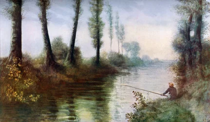 Un canal avec un pêcheur, vers 1857-1911, 1912