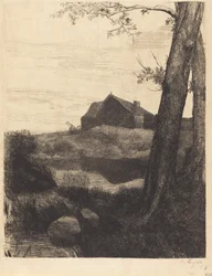 Ferme avec grand arbre