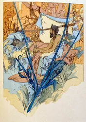 Illustration par Alphonse Mucha de "Rama" un poème en trois actes de Paul Verola. ca.1898. Mucha (1860 – 1939). était un peintre tchèque Art Nouveau