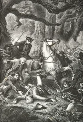 Mort du général Edward Braddock à la bataille de Monongahela