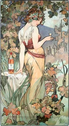 Affiche publicitaire par Alphonse Mucha pour le Cognac Bisquit, Dubouche, 1899