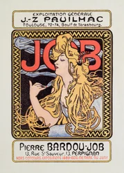 Affiche publicitaire pour le papier à cigarette Job créée par Alphonse Mucha, 1900 - Collection privée