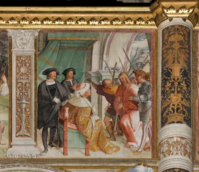 Nef centrale, sixième travée sud, Christ devant Caïphe, Altobello Melone