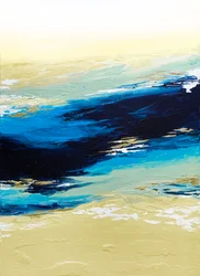 Paysage marin bleu et or