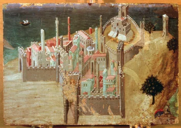 Ville au bord de la mer, par Ambrogio Lorenzetti (1285-1348)