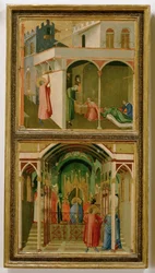 Deux légendes de Saint Nicolas de Myre : Le saint fournit un ... (tempera sur bois)