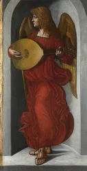 Un ange en rouge avec un luth (détail)