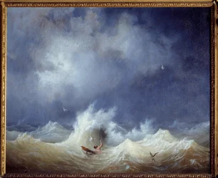 Le naufrage. Peinture par Ambroise Louis Garneray (1783-1857) 19e siècle. Brest, Musée des Beaux-Arts