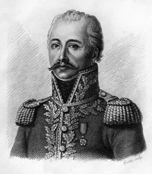 Antoine Guillaume Maurailhac de Elmas de la Coste dit Delmas (1767-1813) - Portraits des généraux français en suite des victoires et conquêtes des Français. Gravé par Ambroise Tardieu en 1818. Collection Stella.