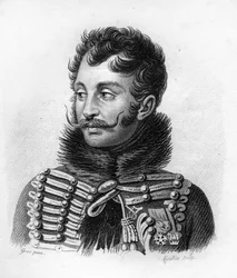 Général Comte Antoine de Lasalle (1775-1809), tué à Wagram. dans Portraits des généraux français en suite des victoires et conquêtes des français. Gravé par Ambroise Tardieu en 1818. Collection Stella