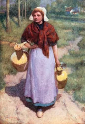 Une paysanne flamande (lithographie couleur)