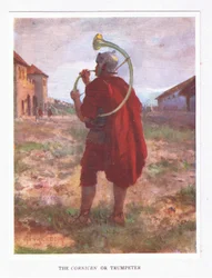Un cornicen ou trompettiste, illustration tirée de Le Soldat romain, 1928