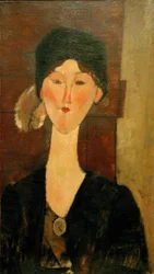 Beatrice Hastings devant une porte