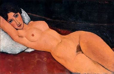 Nu allongé sur un coussin blanc, vers 1917 (Huile sur toile)