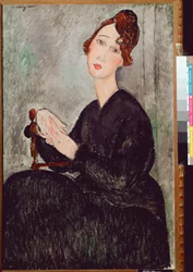 Portrait de Dedie Hayden (D.H.). Femme vêtue de noir à l