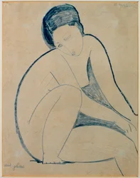Nu assis (encre sur papier)