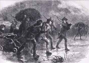 Manœuvres nocturnes des Américains à Boston, illustration de l
