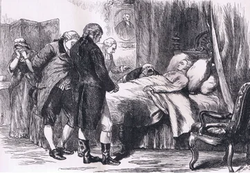 Washington sur son lit de mort, illustration de l