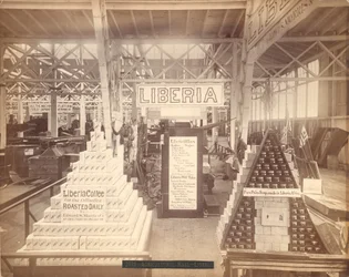 Exposition de savon et de café du Liberia, Hall Agricole, Exposition du Centenaire de Philadelphie, 1876 (photo albuminée)